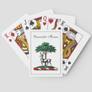 Hirsch Rothirsch am Baum Heraldik-Wappen-Emblem Spielkarten