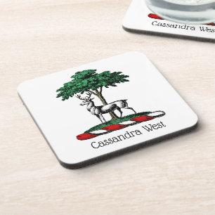 Hirsch Rothirsch am Baum Heraldik-Wappen Emblem Untersetzer