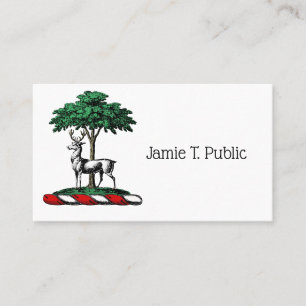 Hirsch Rothirsch am Baum Heraldik-Wappen-Emblem Visitenkarte