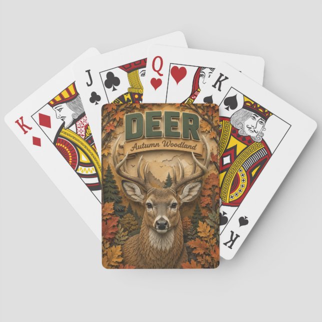 Hirsch Rothirsch Herbst Wald POPCUT Spielkarten (Rückseite)
