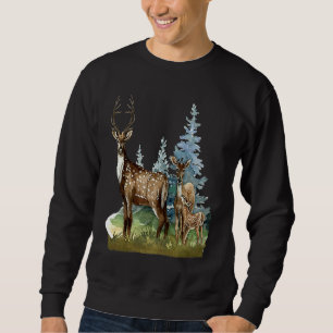 Hirsch Rothirsch Hindin Natur Wildnis Geweih Wald Sweatshirt
