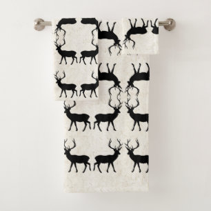 Hirsch-Rotwild-Tier-Tierkunst-Bad-Tuch-Set Badhandtuch Set