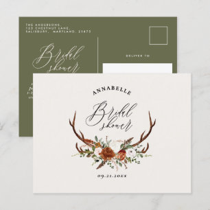 Hirsch-Sage-Grün-Rost-Blumen-elegante-Hochzeitsdus Postkarte