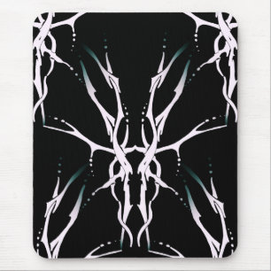 Hirsch-Schädel-Stammes-Tattoo Digital Weiß und Sch Mousepad