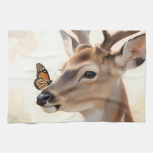 Hirsch Schmetterling Aquarell Geschirrtuch