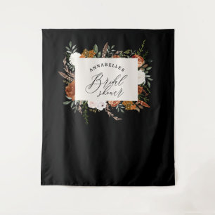 Hirsch Schwarz Terrakotta Blumen Rustikale Brautpa Wandteppich