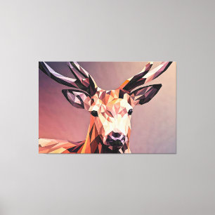 Hirsch Small Poly Art Design Leinwanddruck