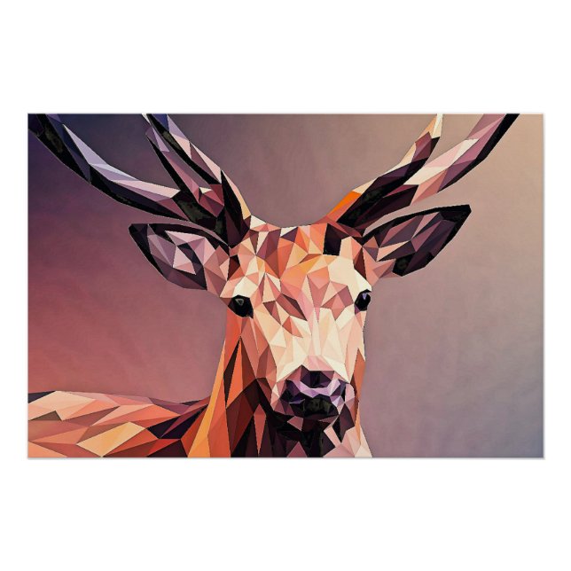 Hirsch Small Poly Art Design Poster (Vorderseite)