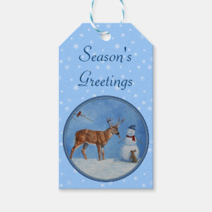 Hirsch & Snowman Weihnachten Schneeflocken Geschenkanhänger