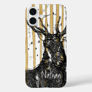 Hirsch/Stag Birch Tree Personalisieren iPhone Case