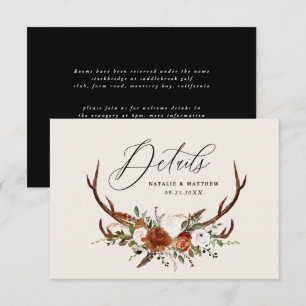 Hirsch Terrakotta-Rost-Blumen elegant Hochzeitsbud Save The Date