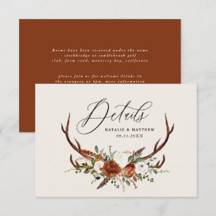 Hirsch Terrakotta-Rost-Blumen elegant Hochzeitsbud Save The Date