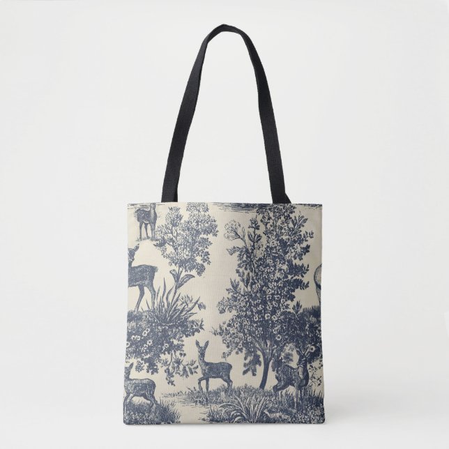 Hirsch-Toile-Muster Waldlandschaft Botanisch (Vorderseite)