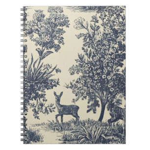 Hirsch-Toile-Muster Waldlandschaft Botanisch Notizblock