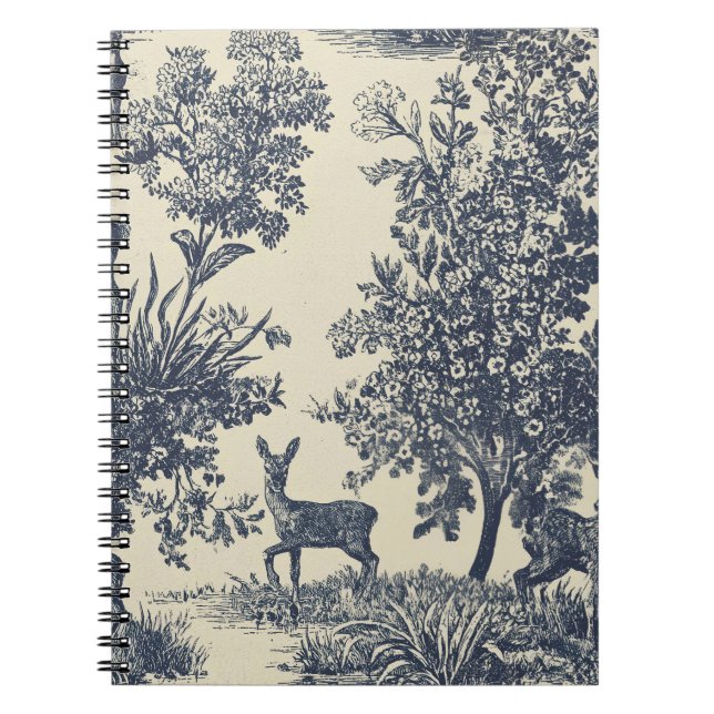 Hirsch-Toile-Muster Waldlandschaft Botanisch Notizblock (Vorderseite)