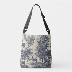 Hirsch-Toile-Muster Waldlandschaft Botanisch Tragetaschen Mit Langen Trägern
