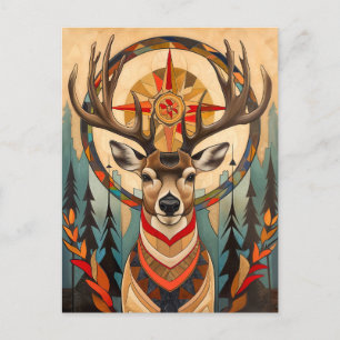 Hirsch-Totem – Elegante Art Deco Seele Postkarte
