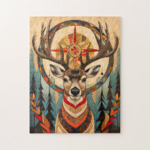 Hirsch-Totem – Eleganter Art Deco Geist