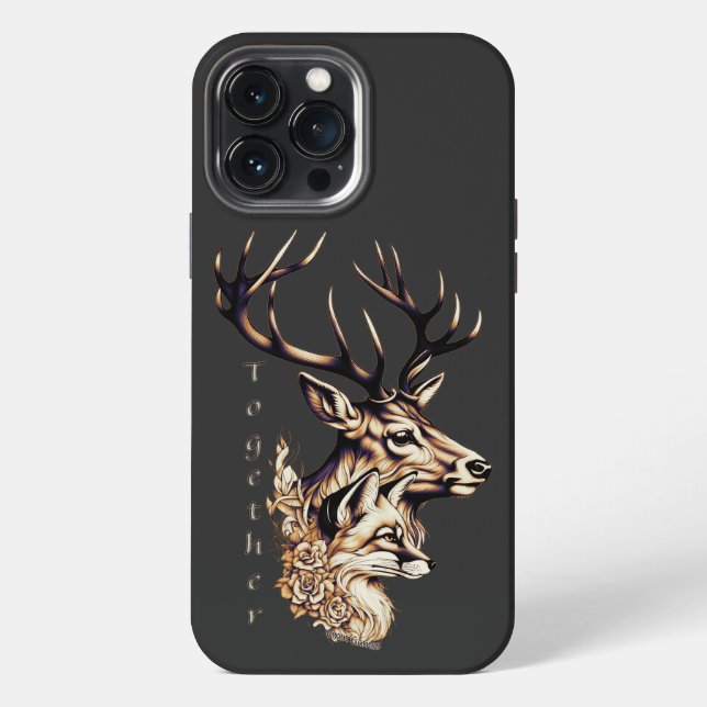 Hirsch und Füchsin zusammen iPhone Hülle (Rückseite)