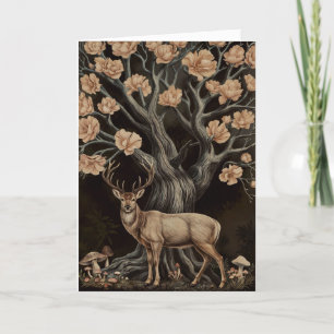 Hirsch und Magnolienbaum Grußkarte  Karte