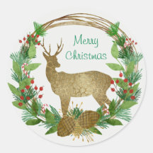 Hirsch und Pine Bough Frohe Weihnachtsfeier