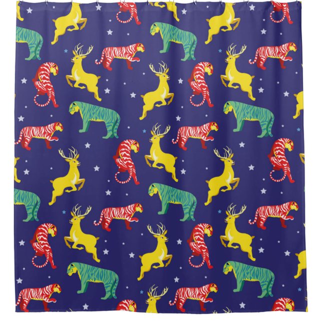 Hirsch und Tiger. Trends!_ Duschvorhang (Vorderseite)