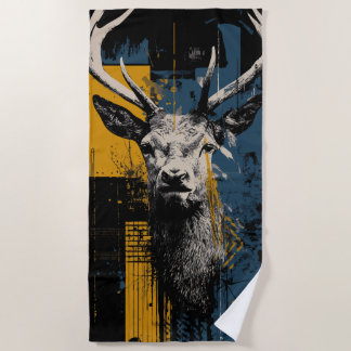 Hirsch Urban Wildlife Illustration Strandtuch