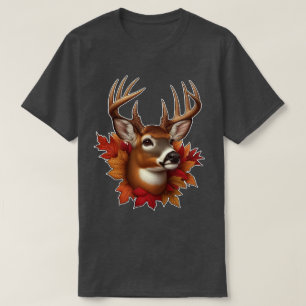 Hirsch von Herbstlaub umgeben T-Shirt