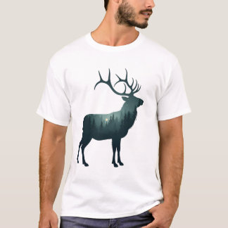 Hirsch Wald Silhouette Natur Design T-Shirt