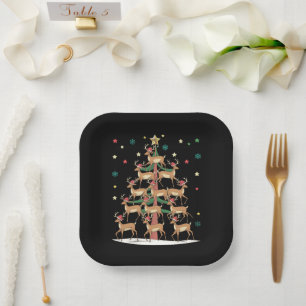 Hirsch-Weihnachtsbaum Lustiger Feiertag Niedlicher Pappteller