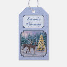 Hirsch & Weihnachtsbaum Winter Blue