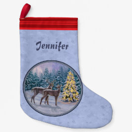 Hirsch & Weihnachtsbaum Winter Blue Kleiner Weihnachtsstrumpf