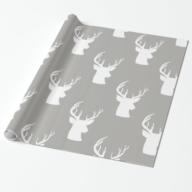 Hirsch-Weihnachtsgrau-Muster des Ren-| des Geschenkpapier (Ungerollt)