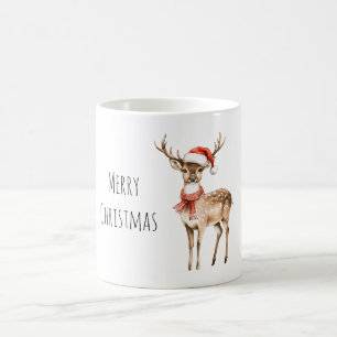 Hirsch Weihnachtsmann Hut Schal Weihnachten Kaffeetasse