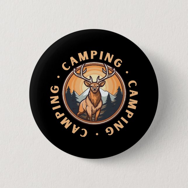 Hirsch - Wildnis - Camping Button (Vorderseite)