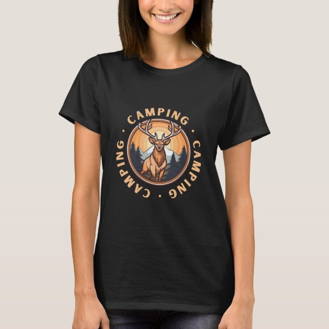 Hirsch - Wildnis - Camping T-Shirt (Vorderseite)