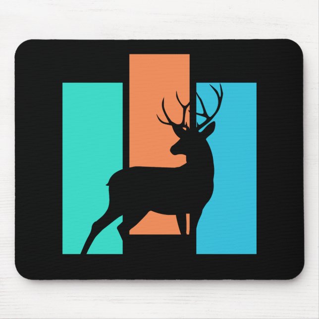 Hirsch Wildtier Outdoor Natur Silhouette Mousepad (Vorne)