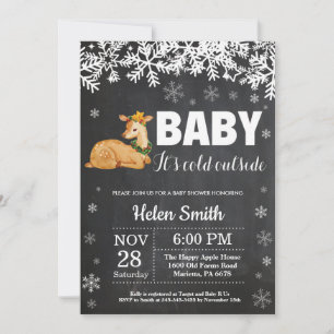 Hirsch Winter-Baby-Party-Schiefertafel-Einladung Einladung