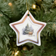 Hirsch-Winter-Wald-Stern-Ornament