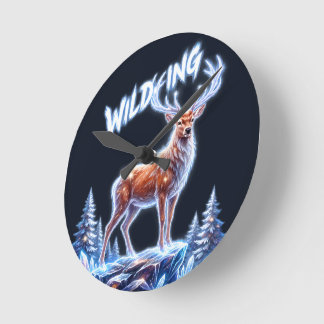 Hirsch Winter Wonderland Weihnachten Runde Wanduhr