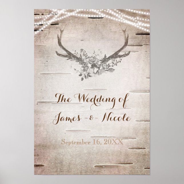 Hirschantler & Birch Vintage Wedding Banner Poster (Vorne)