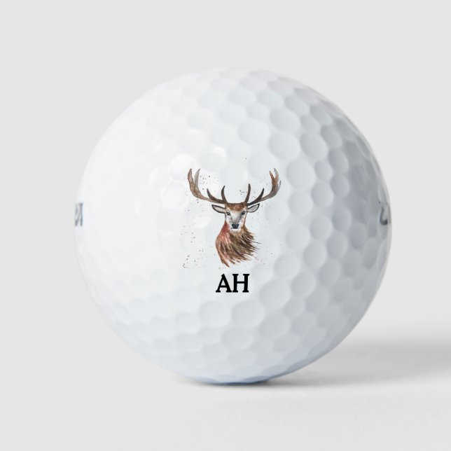 Hirschantler Monogram Junting Buck Forest Golfball (Vorderseite)