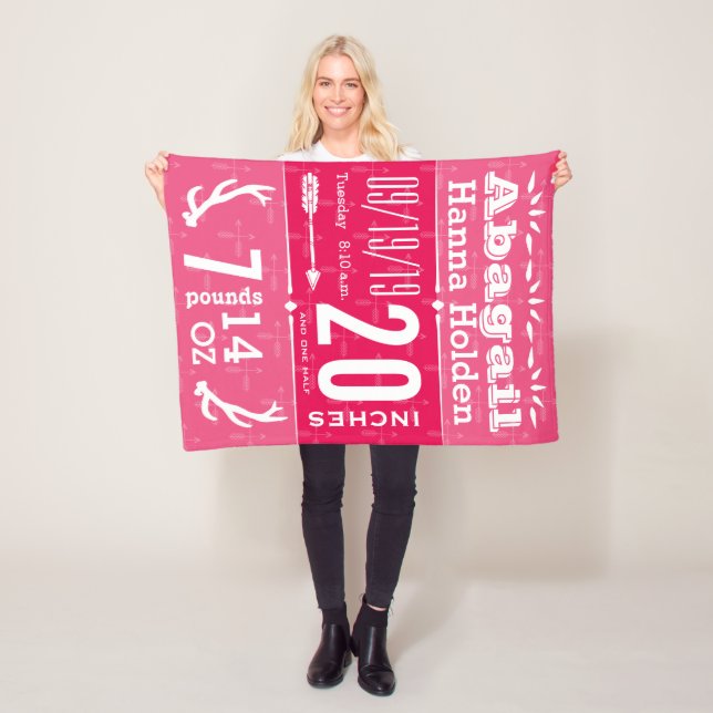 Hirschantler Pfeil jeder Farbe Baby Geburtsstände Fleecedecke (Beispiel)