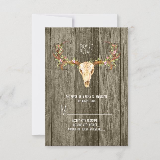 Hirschantler Rustic Wood Southwestern Wedding RSVP (Vorderseite)