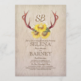 Hirschantler und Sonnenblumen Rustikale Engagement Einladung