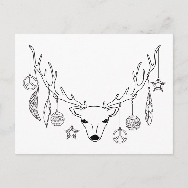 Hirschantlers Boho Stil Postkarte (Vorderseite)