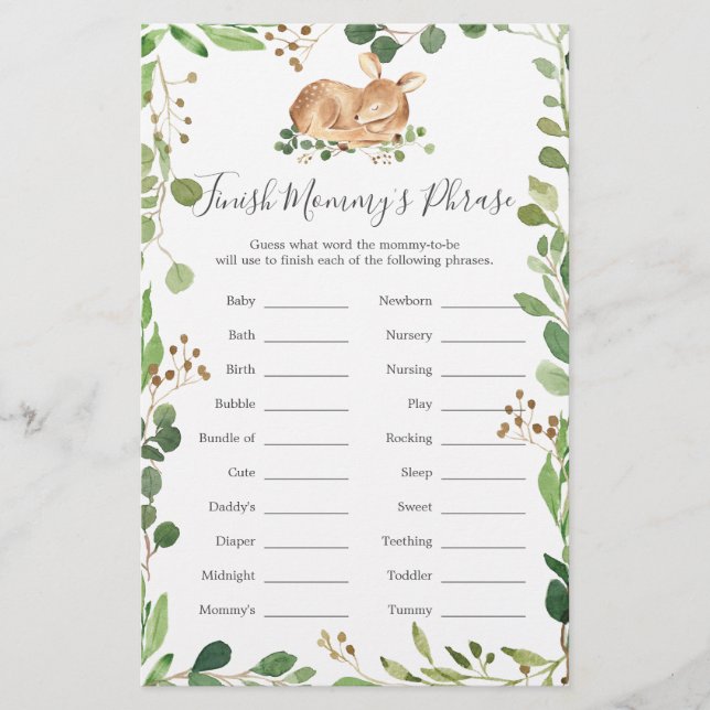 HirschBaby-Dusche schließt Mommy's Phrase ab (Vorderseite)