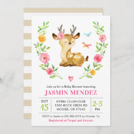 Hirschbaby Girl Dusche Rosa Sprinkle Niedliche Blü Einladung