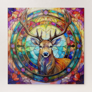 Hirschbock in Buntglas Puzzle