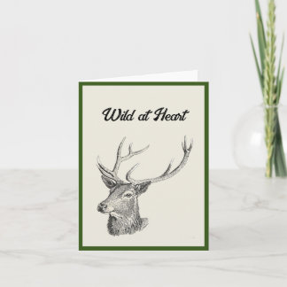 Hirschbuck Kopf mit Antlern Schwarz und Weiß Kunst Karte